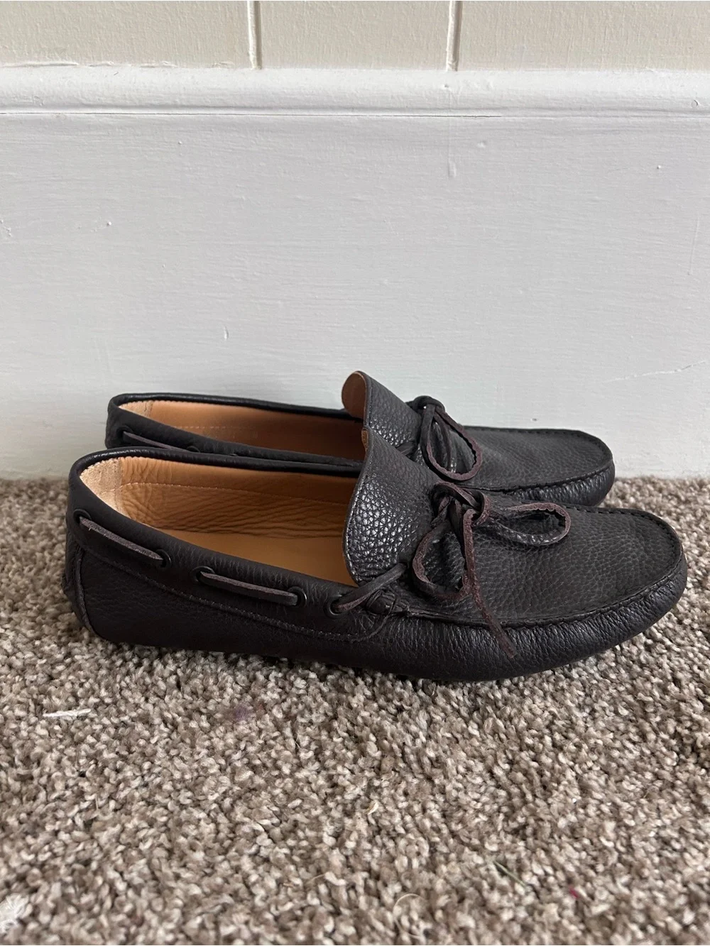 Emporio Armani Men's Dark Brown Leather Driving Loafers